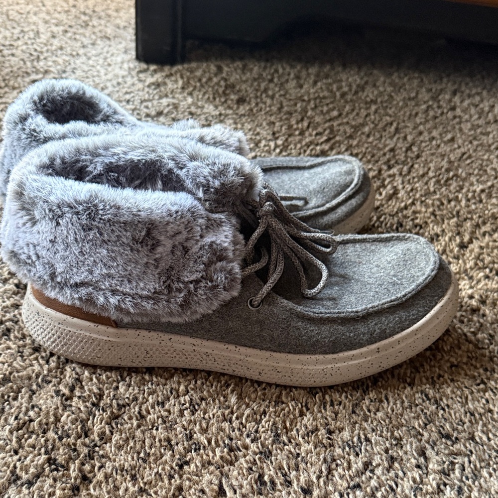 BOBS from Skechers Gray Fur Moccasins